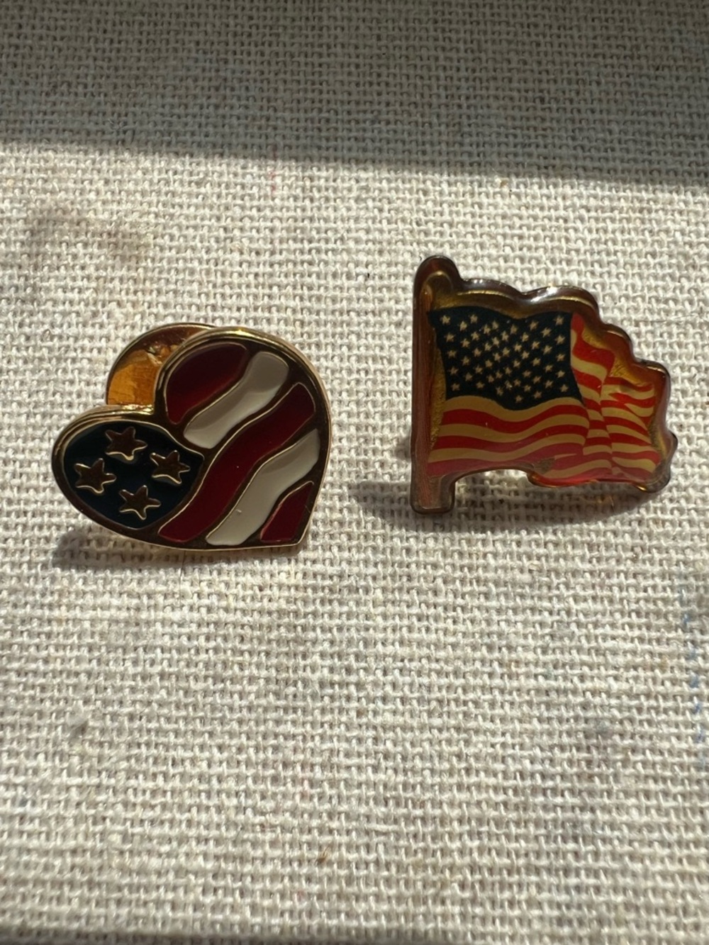 VTG Avon American Flag Heart & Flag Enamel Pins